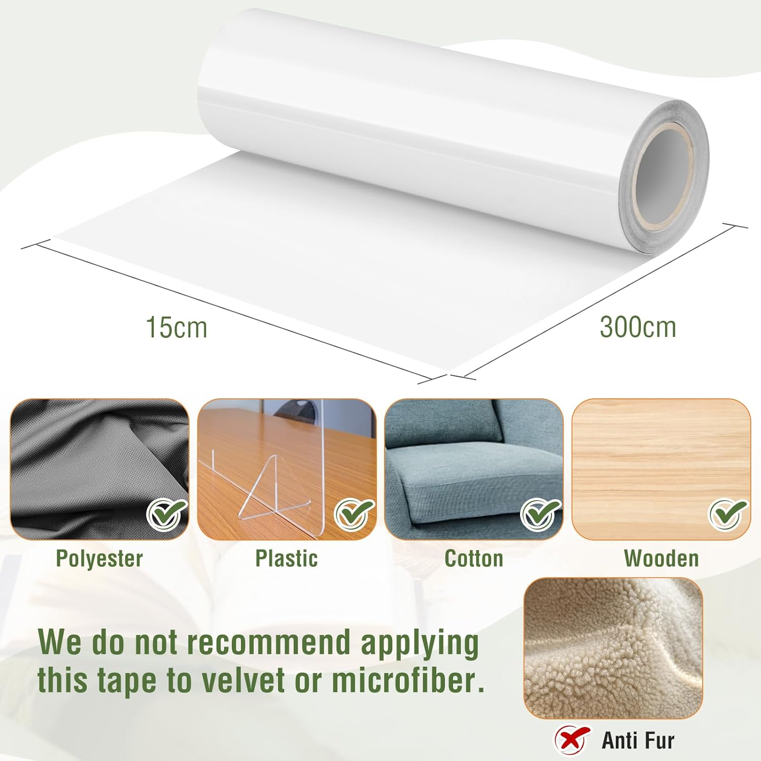 Scratching Film Cat Self-Adhesive 15 X 300 Cm, Scratch Protection Cat Tape, Cat Scratch Protection Sofa, Transparent, Couch Scratch Protection Cat, Anti-Scratch Tape for Furniture, Couch, Sofa, Wall, image number 2