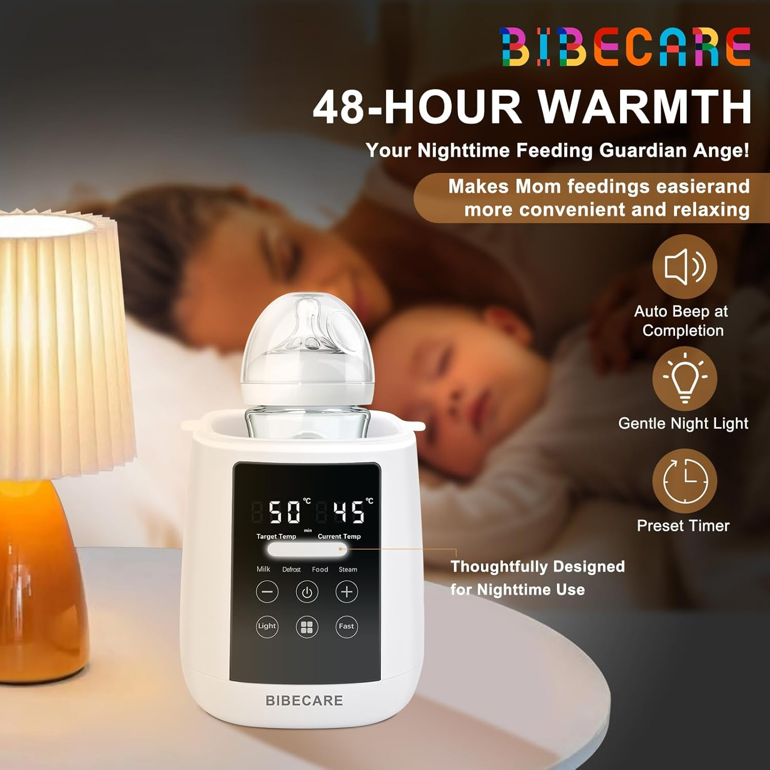 Bottle Warmer, Baby Fast Bottle Warmer for Breastmilk & Formula with Temp Display, Accurate Temperature Control, 9 in 1 Auto Shut-Off, Defrost, Keep 48H Warm & Night Light Heat Baby Food Jars image number 1