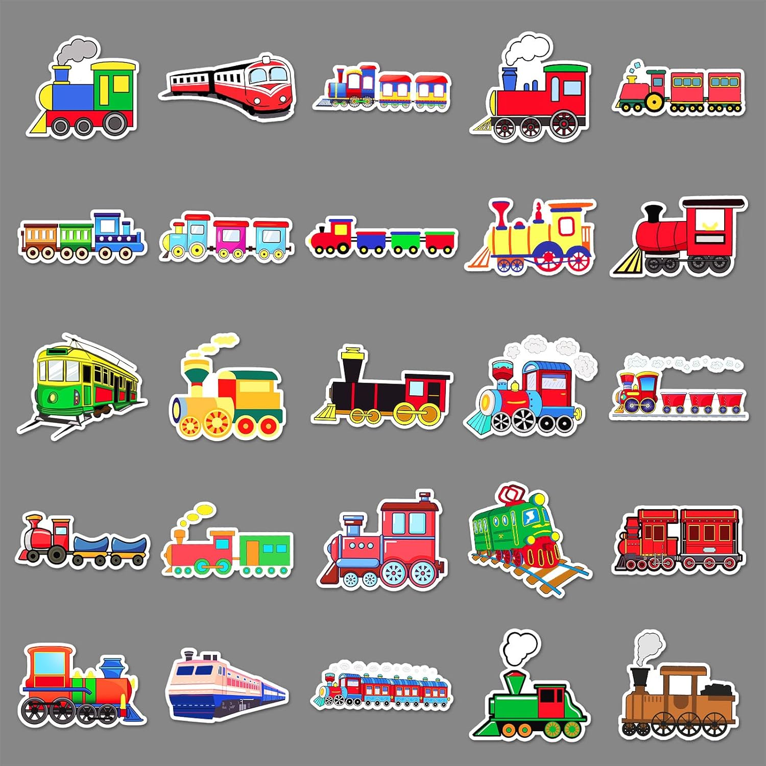 100 PCS Train Stickers Vinyl Waterproof Stickers for Boys,Girls,Kids,Children,Teens,Adults Decals for Laptop,Phone,Luggage,Computer,Skateboard,Bicycle,Water Bottle
