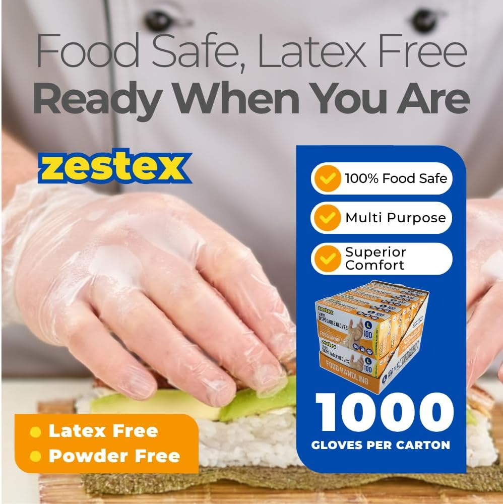 Food Handling, Latex-Free & Powder-Free, Food Safe Multi Purpose Disposable Glove, Clear, Medium, Case/1000 image number 1