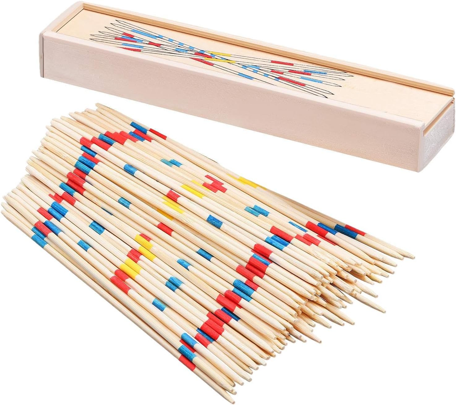 Traditional Wooden Sticks, Traditional Mikado Game, Pick-Up Sticks in a Box with Instructions, Classic Wooden Game of Yesterday in Wooden Boxes with Lids, Jumbo Pick-Up Sticks, Classic Wooden Spi image number 4
