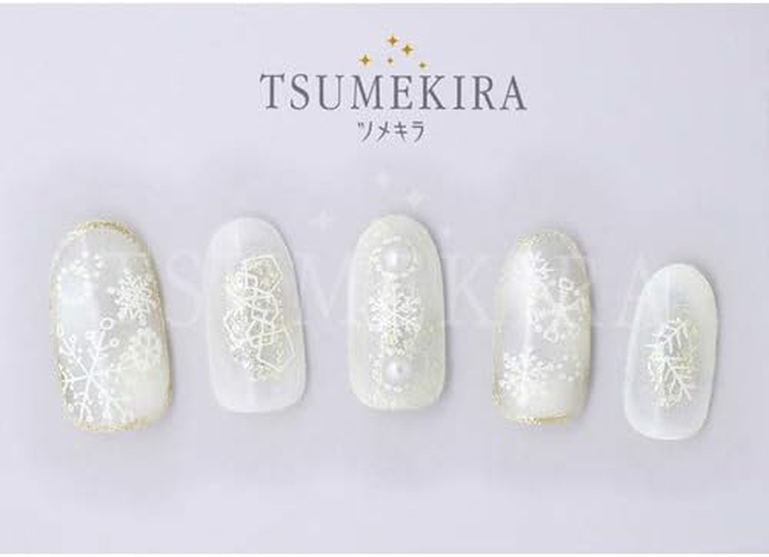 TSUMEKIRA NN-YUK-801 Nail Stickers, Snowflake 8, Snowflake Pattern, White, Multicolor image number 1