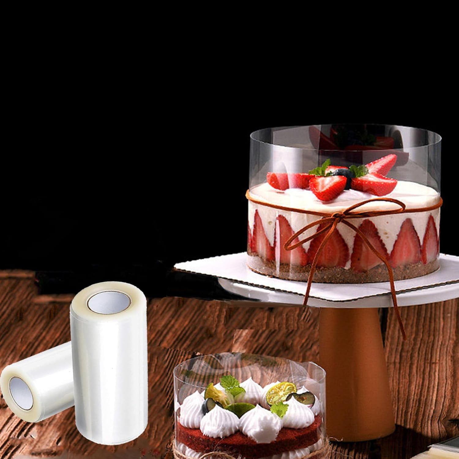 Cake Collars 4 X 394Inch,Transparent Cake Rolls Acetate Sheet Baking Mousse Surrounding Edge，Transparent Chocolate Mousse Collar Baking Surrounding Edge Decorating Roll for Cake image number 3