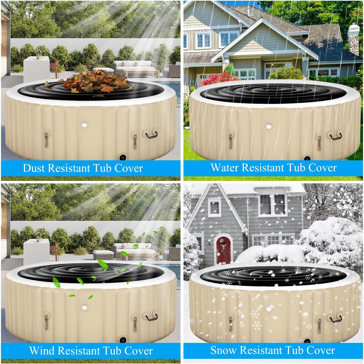 4.7 Ft Inflatable Hot Tub Cover round Energy Saving Spa Lid Enclosure with Quick and Easy Inflation and Deflation Valve Windproof Rain Insulated Lid Retain Heat and Protect Hot Tub image number 6