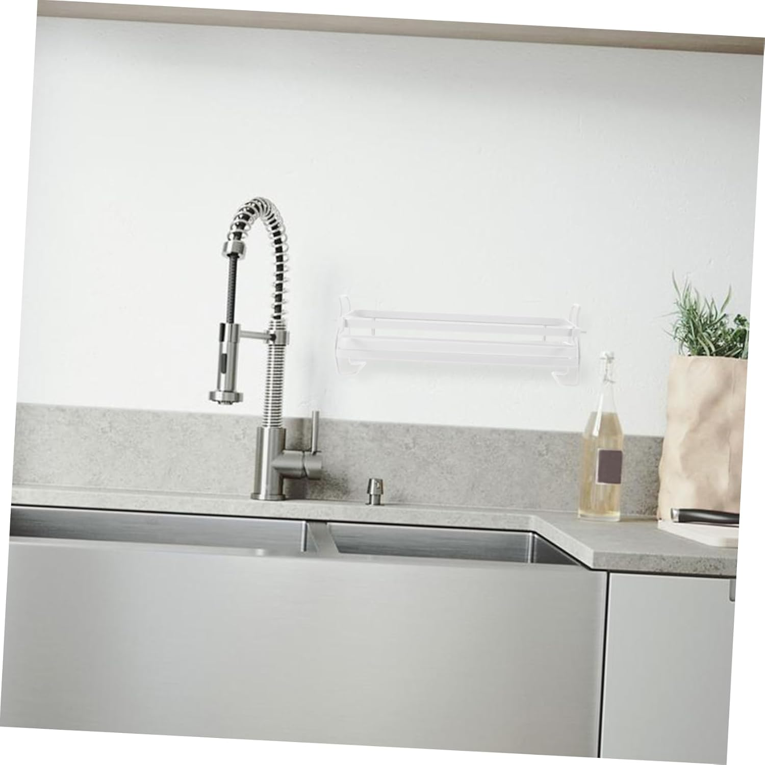 Homoyoyo Wall Mounted Rag Rack Kitchen Shelf Stainless Steel Storage Shelf for Seasoning Sponge Drain Basket Home Kitchen image number 1