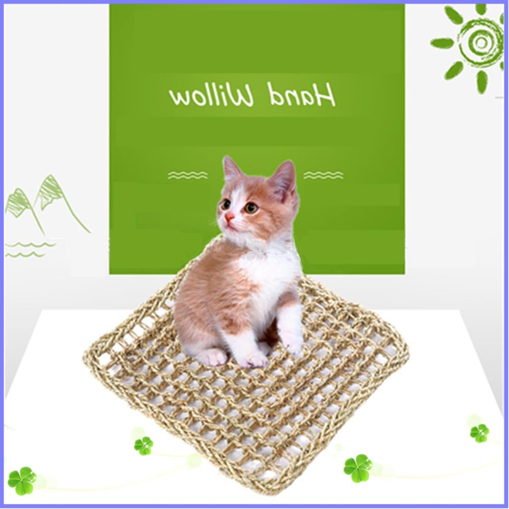 Seagrass Mat Hermit Crab Climbing Toy,Granmagazz Hermit Crab Climbing Toys, Lizard Hammock with Suction Cup, Natural Seagrass Woven Net, Accessories for Small Reptiles image number 3