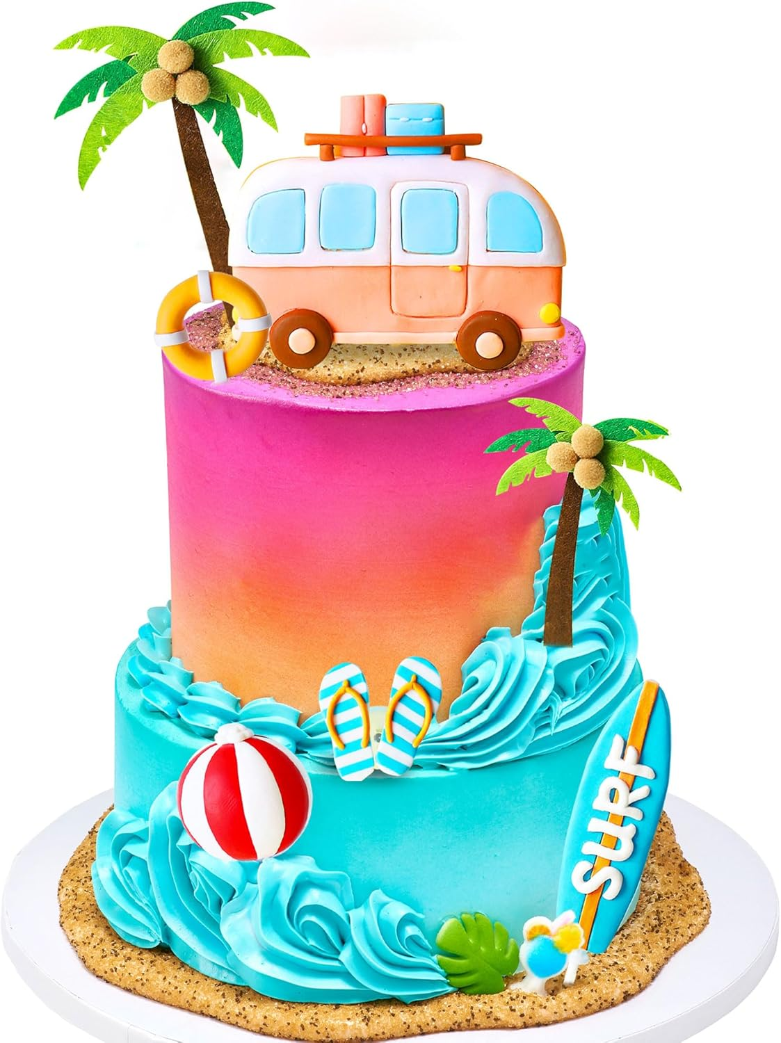 Jevenis 8 PCS the Big One Surf Birthday Cake Decoration Surfing Birthday Decoration Beach Surf Wave Cake Topper Surf up Sign Surf Birthday Party Supplies image number 6