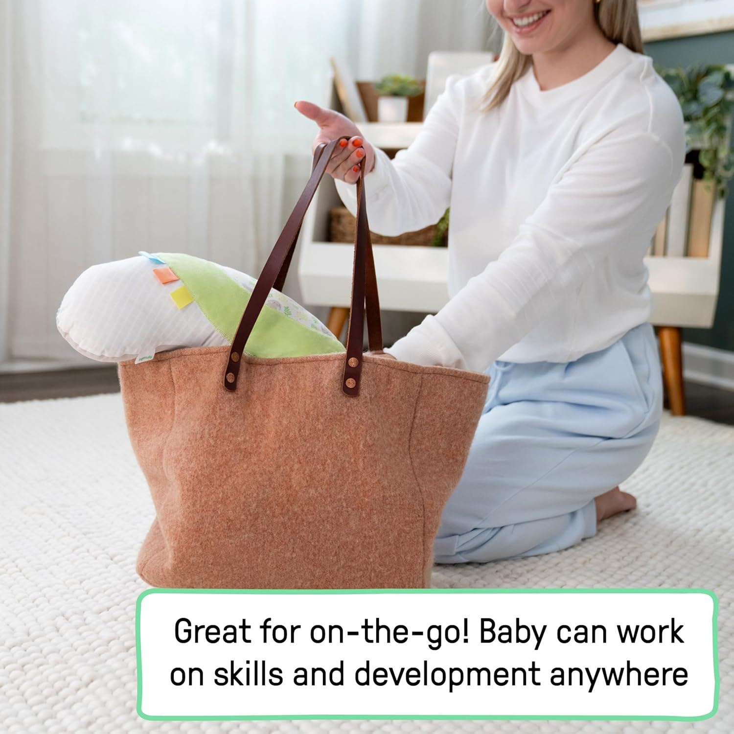 Ingenuity Cozy Prop Sylvi Tummy Time Pillow​, Multi-Sensory, 4 Removable Toys, 0+M - Plush Bunny image number 6