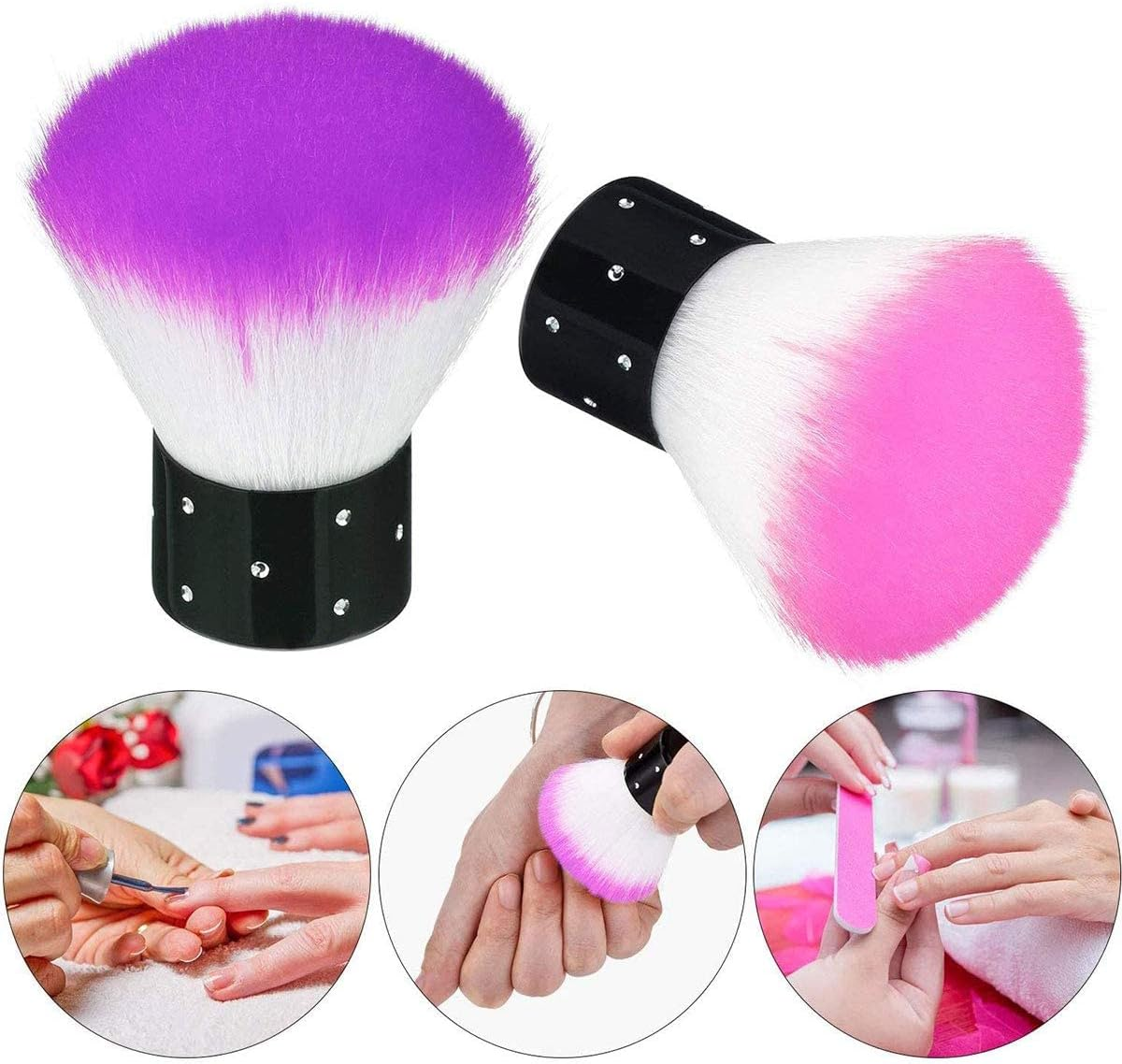 Norhogo Pack of 4 Nail Brushes for Cleaning, Nail Dust Cleaner Brush, Nail Art Dust Brush, Nail Brush for Nail Art Makeup (2 Pink + Purple) Makeup Brush, Soft Multifunctional Brush image number 3