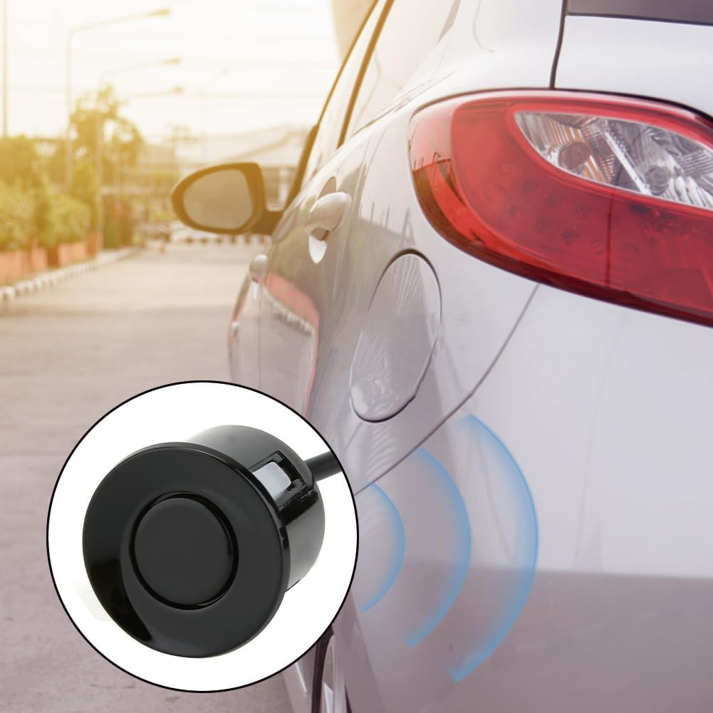 Joyzan Parking Sensor, Garage Car Vehicle Reverse Backup Radar System with 4 Sensors Beep Park Assistance Kit Distance Info Video Output Sound Warning Alarm Buzzer Reminder for Safe Driving Auto RV