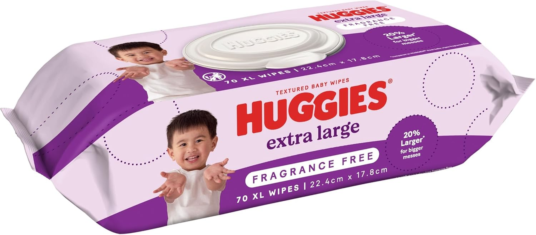 HUGGIES Baby Wipes Extra Large Textured Fragrance Free 280 Count (4 X 70 Pack) - Packaging May Vary image number 1