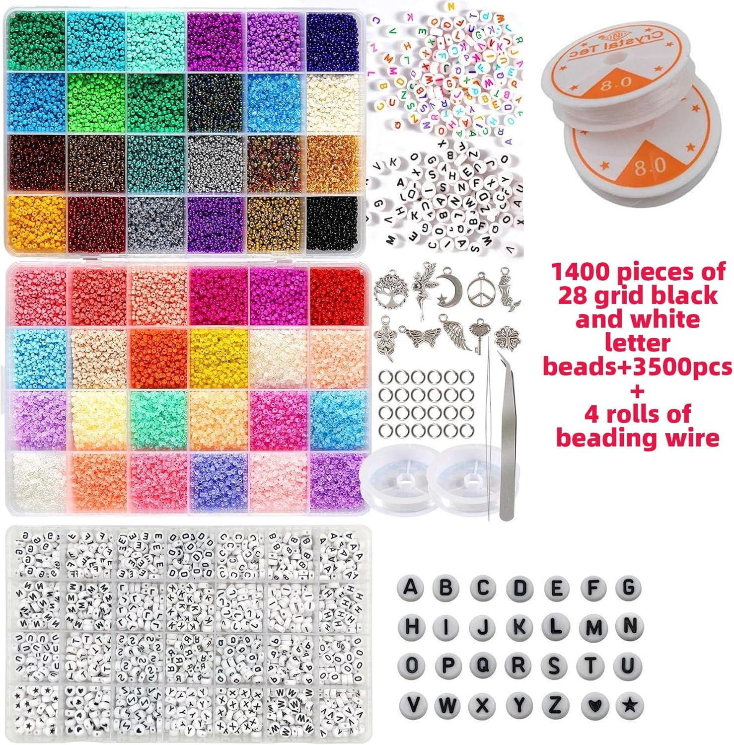 36600Pcs Seed Beads for Jewelry Making Bracelets Making Kit 4Mm Glass Seed Beads DIY Set Preppy Polymer Heishi Beads for Jewelry Making with DIY Art Craft Kit (Colorful) image number 1