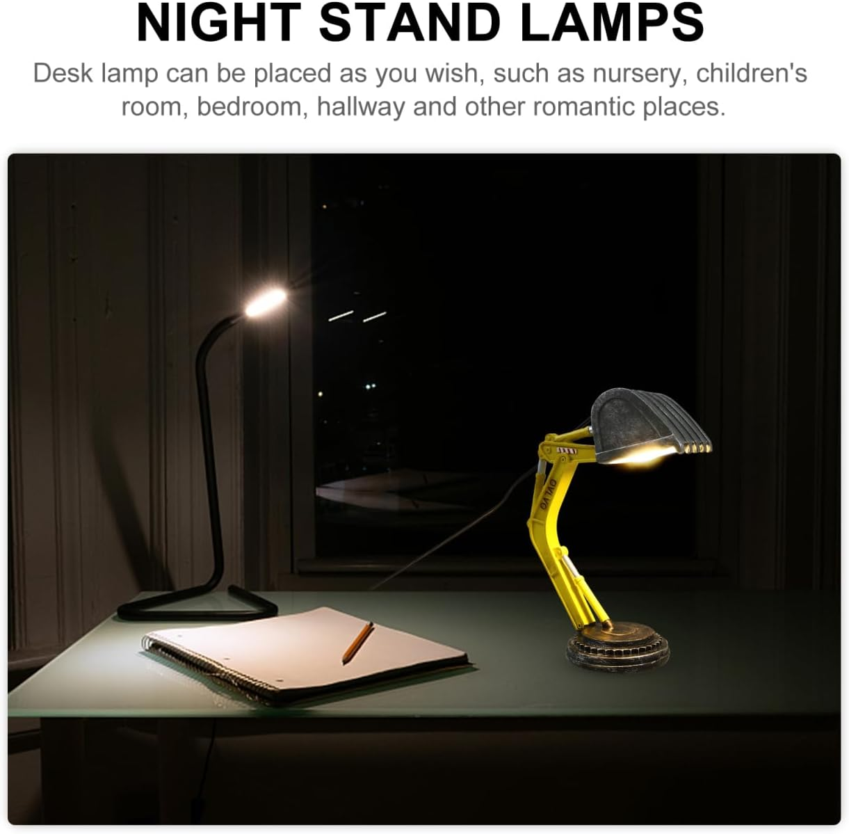 Housoutil Creative Digger Desk Lamp, Industrial Style Excavator Modelling Table Lamp, Reading Light Night Light for Home Bedroom Decoration