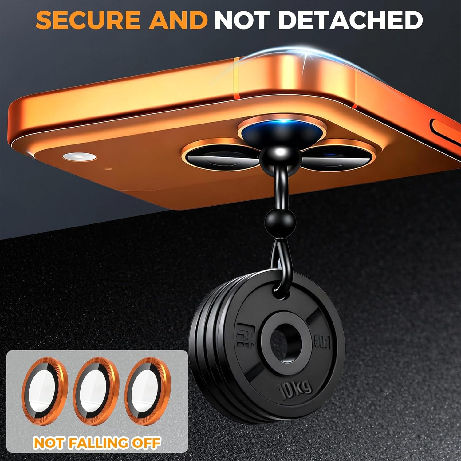 VOSSOT Camera Protection for Iphone 17 Pro Max/17 Pro Camera Protection 9H Ultra Thin Tempered Glass with Positioning Frame, Scratch-Resistant, Anti-Fingerprint & Bubble-Free Installation, Orange image number 2