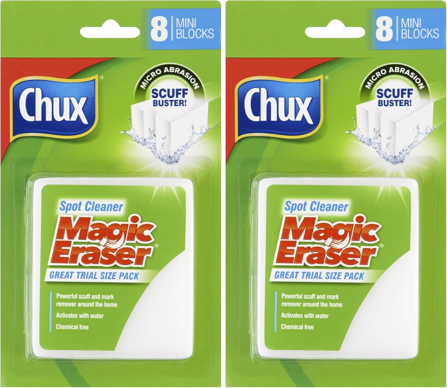 Chux Magic Eraser Spot Cleaner Pad, Powerful Scuff and Mark Remover, Activates with Water Alone, 8 Count image number 1