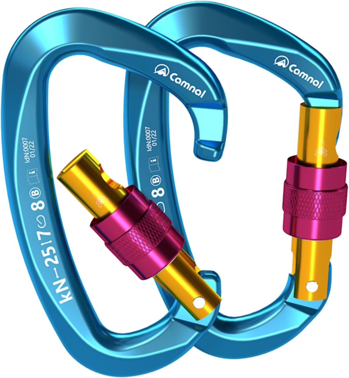 CAMNAL UIAA & CE Certified Heavy Duty Locking Carabiner 25KN (5620 Lbs) Screw Lock D Shape Carabiner Clip for Rock Climbing, Mountaineering, Aerial Work