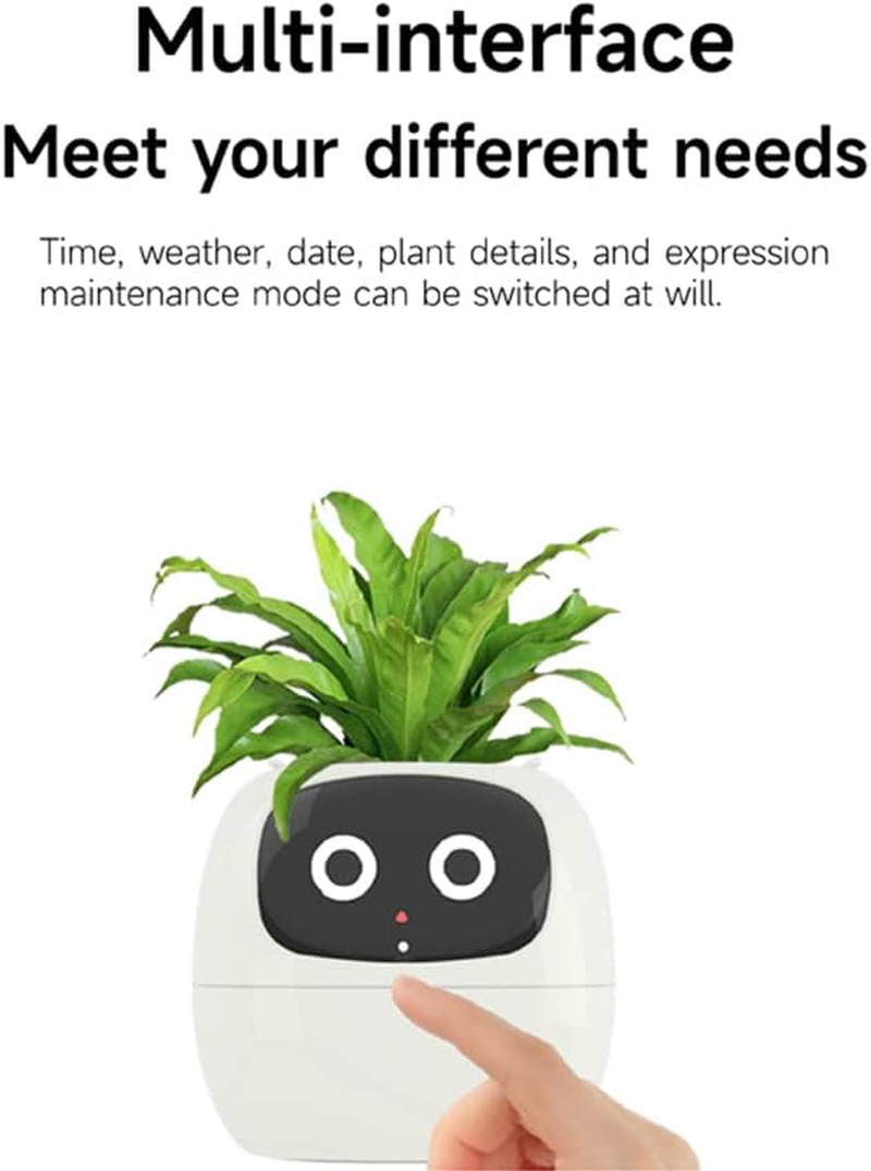 Intelligent Flower Pot, Electronic Bud, Maintenance Plant Assistant, Fun Interactive Flower Pot, Indoor Green Planting Monitoring, LCD Screen Display, Cell Phone APP Connection (White) - Pink image number 7