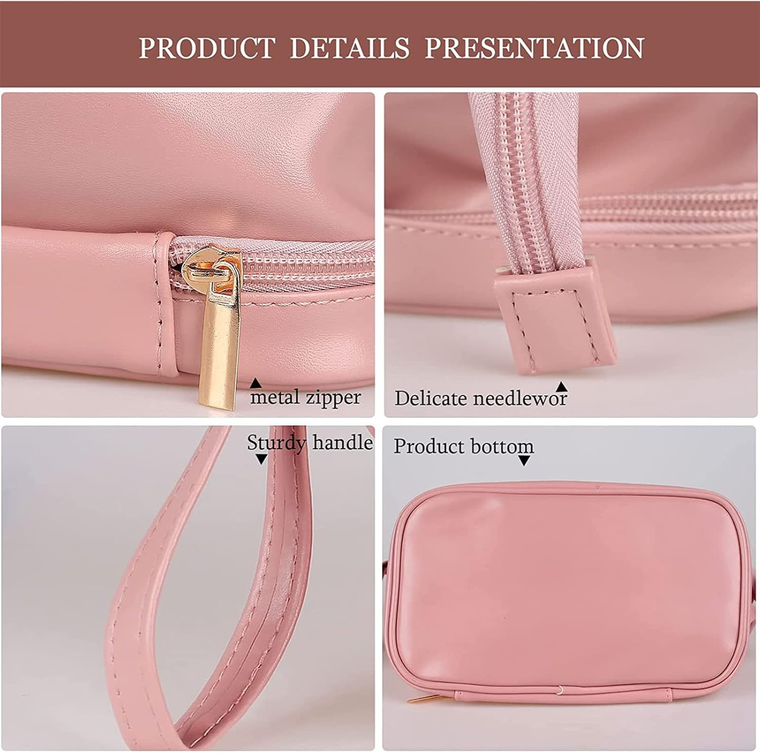 Travel Toiletry Bag for Women,Travel Makeup Bag Cosmetic Bags for Women, Travel Toiletry Organizer Double Layer Leather Cosmetic Travel Bag Toiletry Makeup Bags for Women Girls (Pink) image number 5