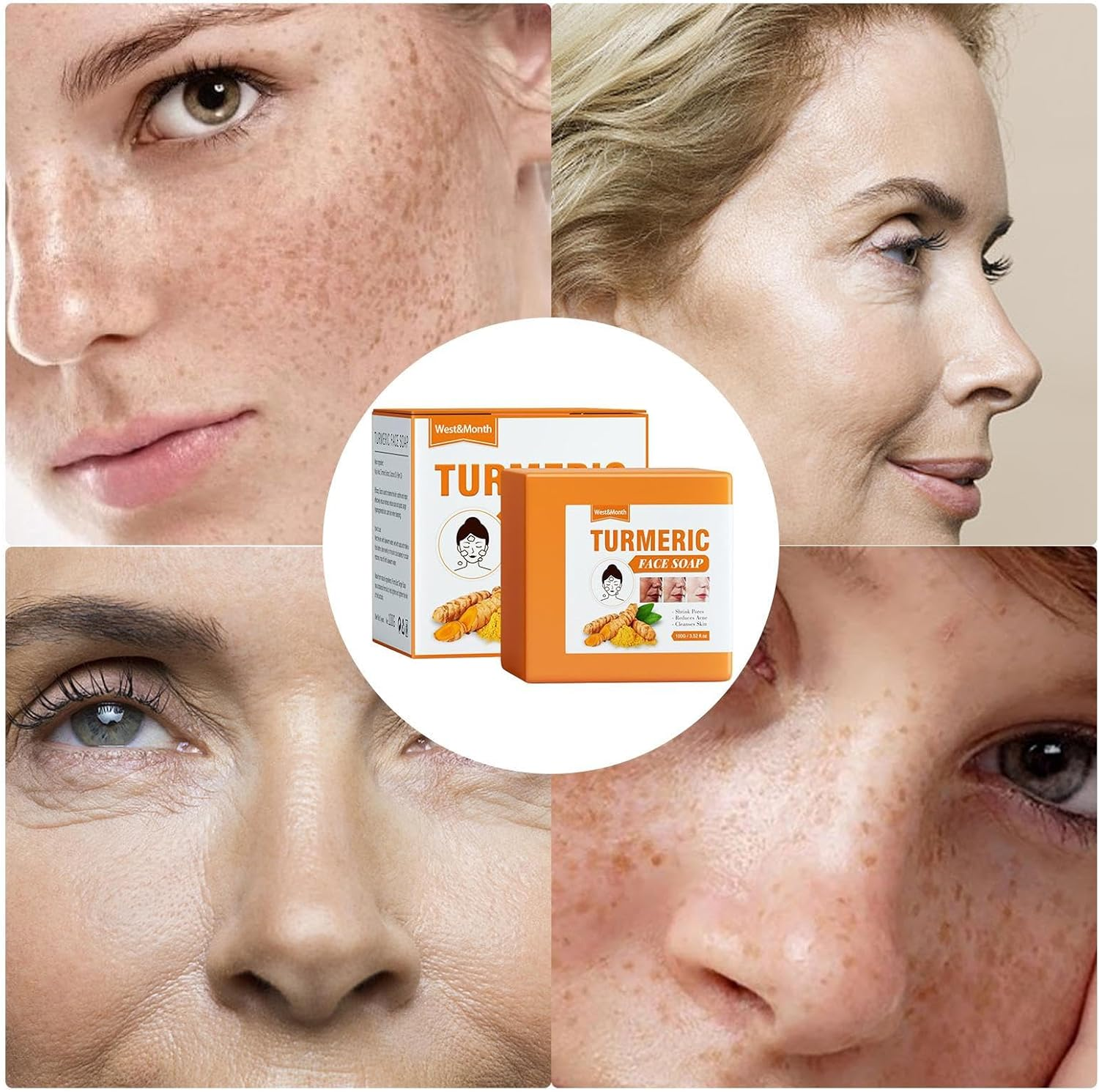 Turmeric Face Soap, Turmeric Soap for Face, Turmeric Face Soap Turmeric Soap Bar for Cleansing Face, Body to Cleanse Skin Bath Soap Hamil image number 1