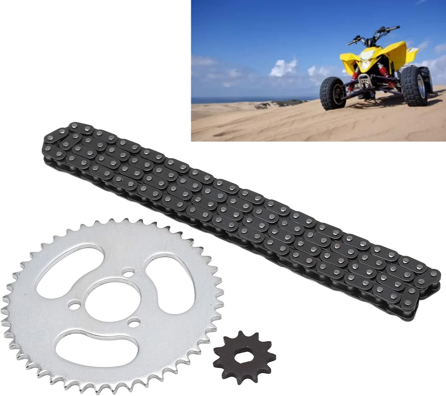 T8F High Power Steel Front and Rear Sprocket Chain Replacement Kit for Mini Motorcycles Atvs, Stable Performance Gear Chain Set image number 5