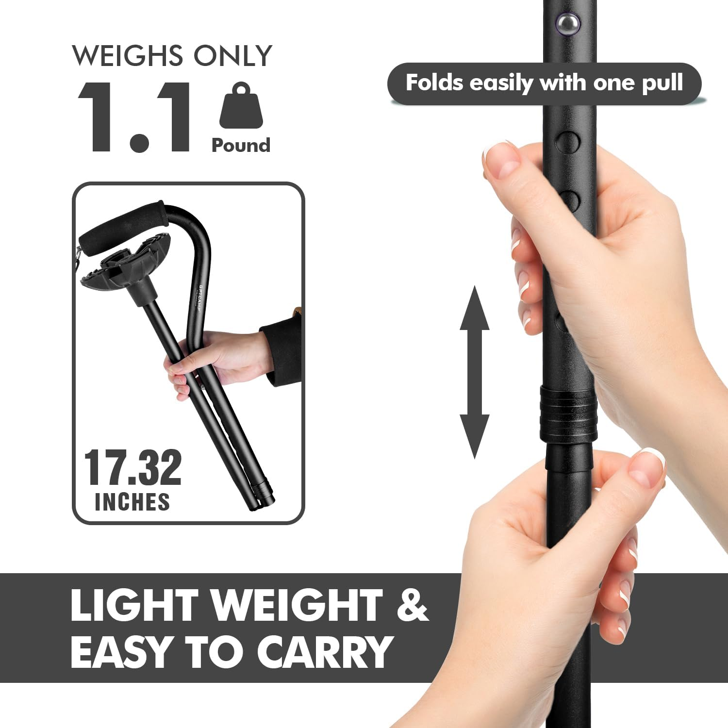 GPTCAMP Walking Cane for Women and Men, Lightweight and Sturdy Offset Walking Stick - Deep Blue image number 4