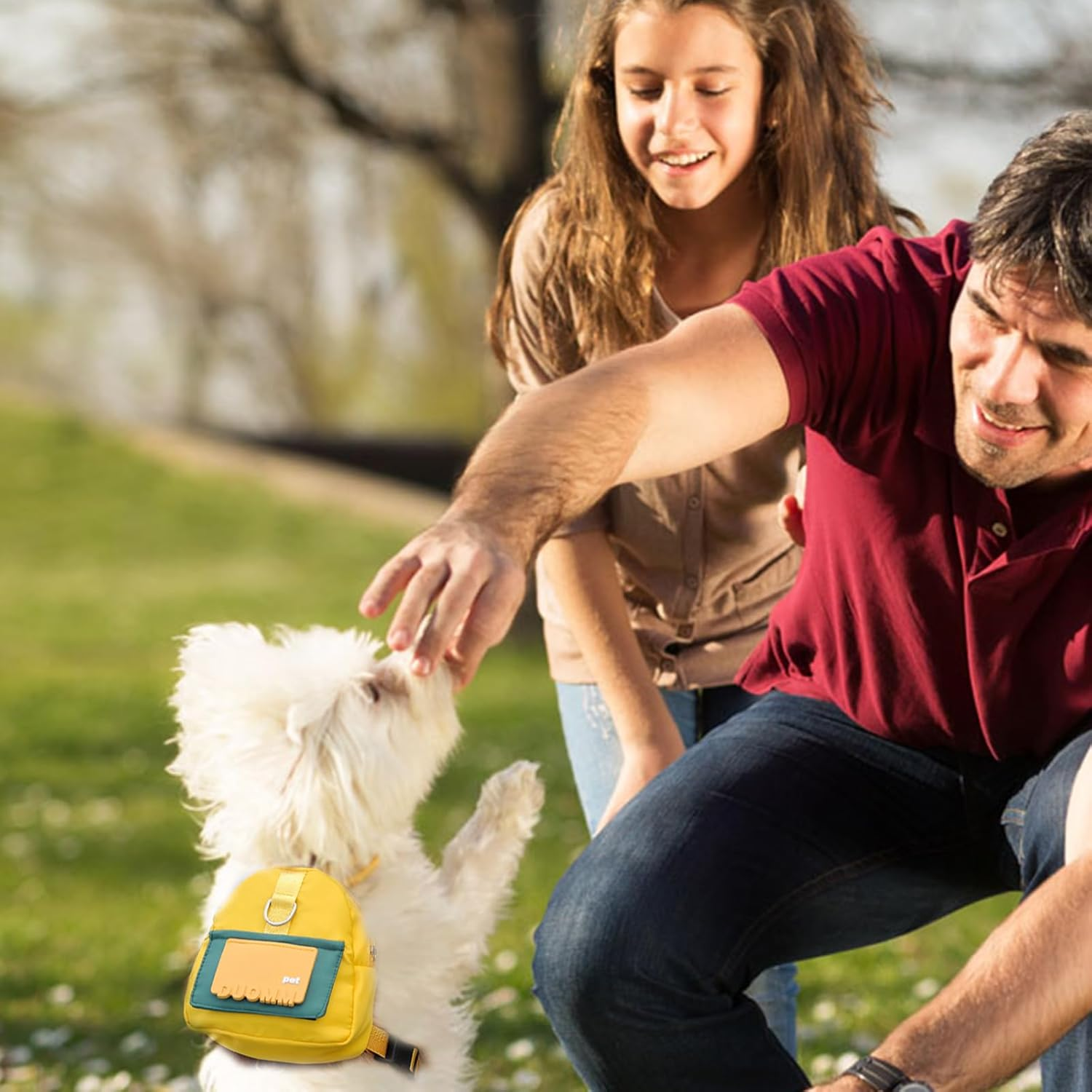 PETCUTE Dog Backpack Harness for Dogs, Dog Backpack with Lead, Pet Harness with Waste Bag Dispenser, Dog Saddle Bag, Adjustable Puppy Harness Backpack for Hiking Training and Daily Walking