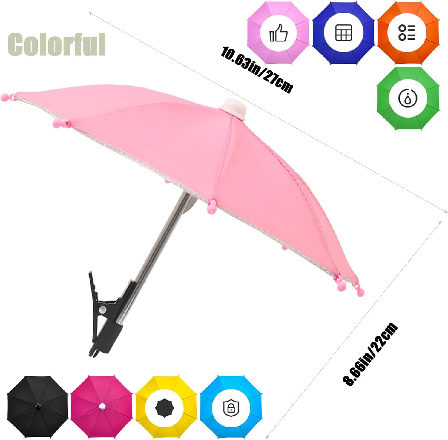 Phone Umbrella Sun Shade for Smartphones - Universal Clip-On Anti-Glare Cover for Beach, Hiking & Driving | Portable UV Protector for Iphone, Samsung & All Mobile Screens (22X27Cm, Foldable) - Black image number 4