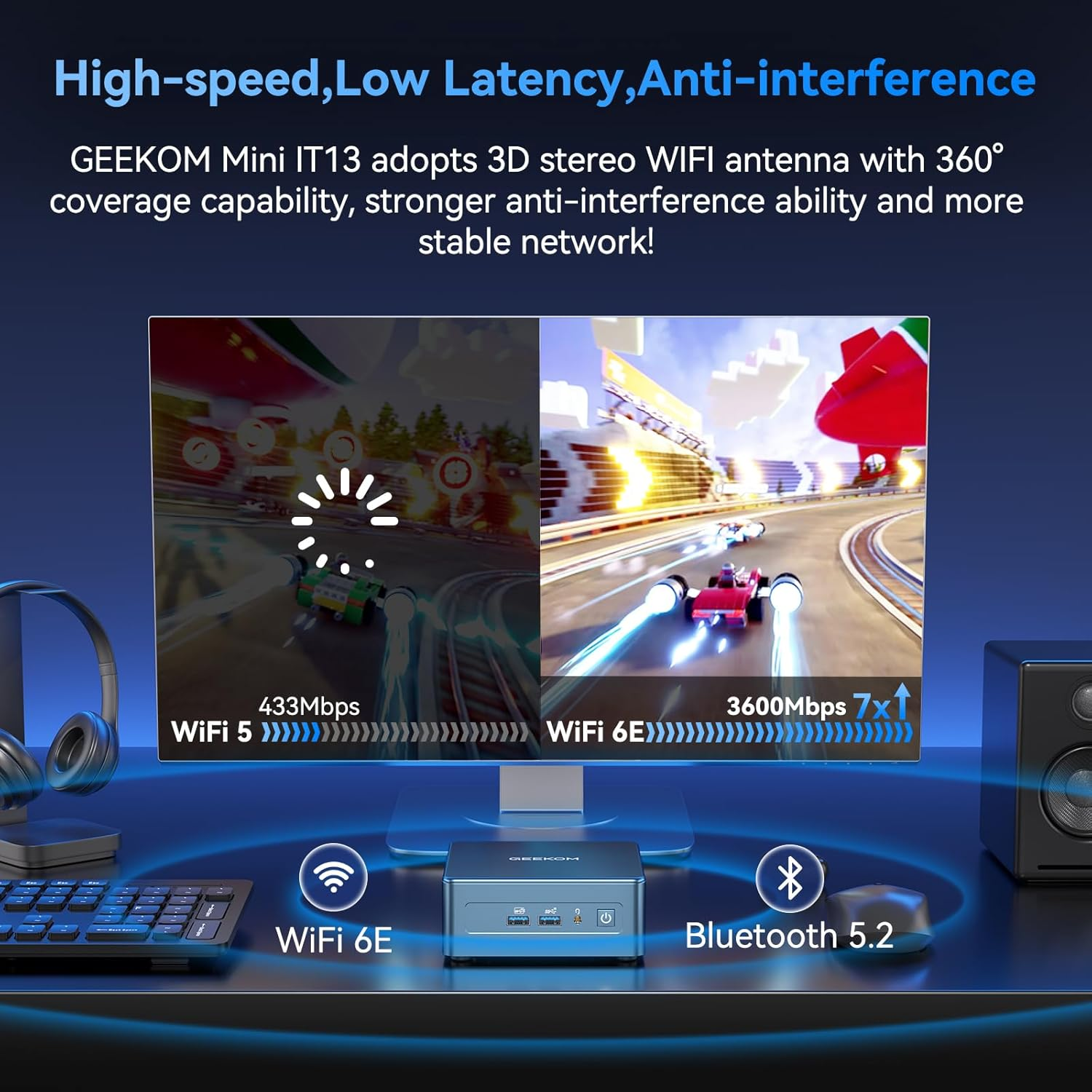 GEEKOM IT13 Mini PC 13Th Gen Intel I9 13900HK (Best Intel NUC13 Alternative, up to 5.4Ghz), 16GB High-Speed RAM DDR (Expandable, Not LPDDR) 1TB Nvme SSD, 4K@120Hz 4 Display/Dual USB4 for Office Home image number 1