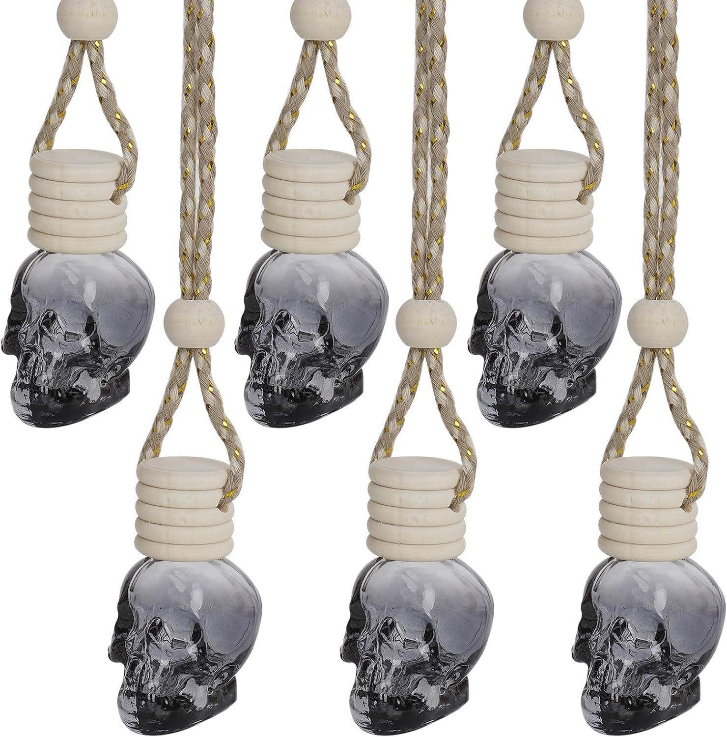 JANKOW Skull Air Freshener Car Hanging, Car Air Freshener Cars Diffuser Bottles, Refillable Perfume Bottles Pendant Auto Interior Decor for Essential Oil Fragrance Aromatherapy Bottle Ornament (6 Pcs) image number 5