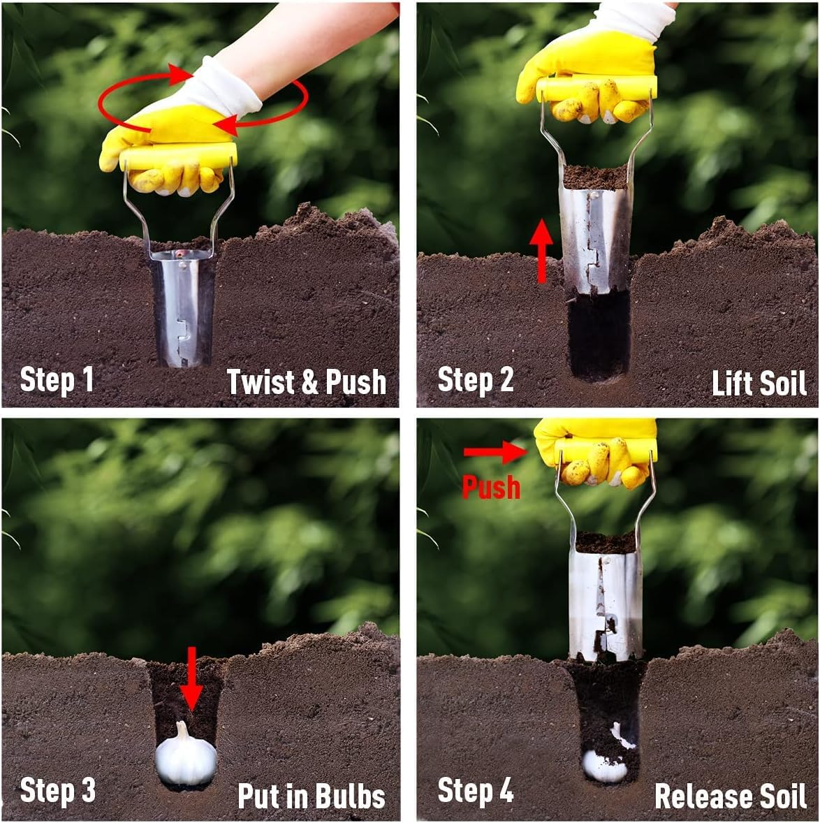 Jardineer 3PCS Bulb Planter Tool Garden Set, Bulb Planter Tool Long Handle and Small Bulb Planting Tool, Ideal Bulb Transplanter Set for Tulips, Daffodils, Lily and Other Flower Bulbs image number 1