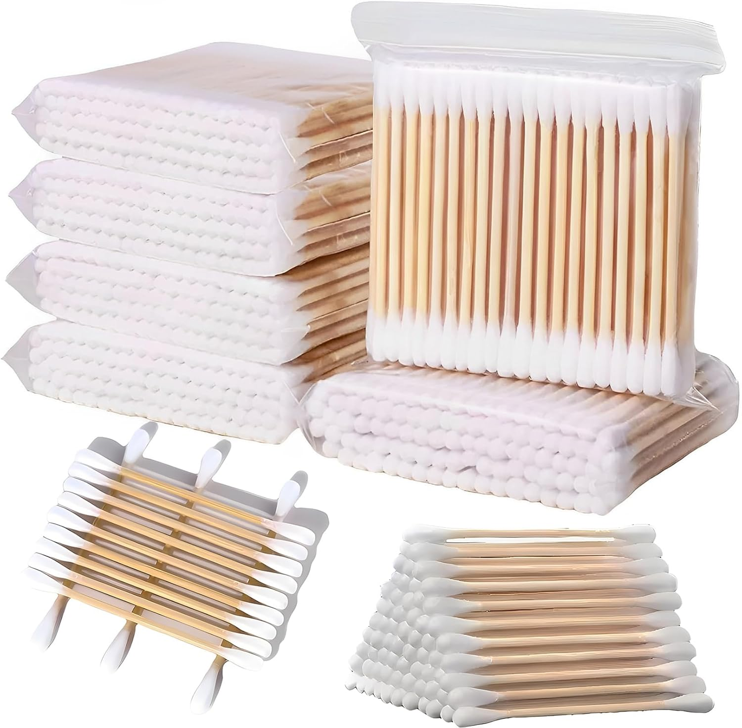 600 Pcs Cotton Buds, Ear Buds Cotton, Cotton Swabs, Ear Cotton Buds, Bamboo Cotton Buds, Multipurpose Cotton Swabs, Biodegradable Ear Cotton Buds, for Ear Cleaning Makeup Cleaning image number 4
