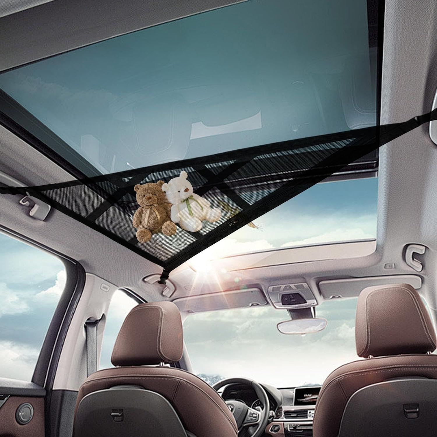 Car Ceiling Net - Triangle Mesh Storage Organizer,Heavy-Duty, Multi-Functional Interior Accessories for Road Trip Outdoor Adventure Grocery Organization image number 2