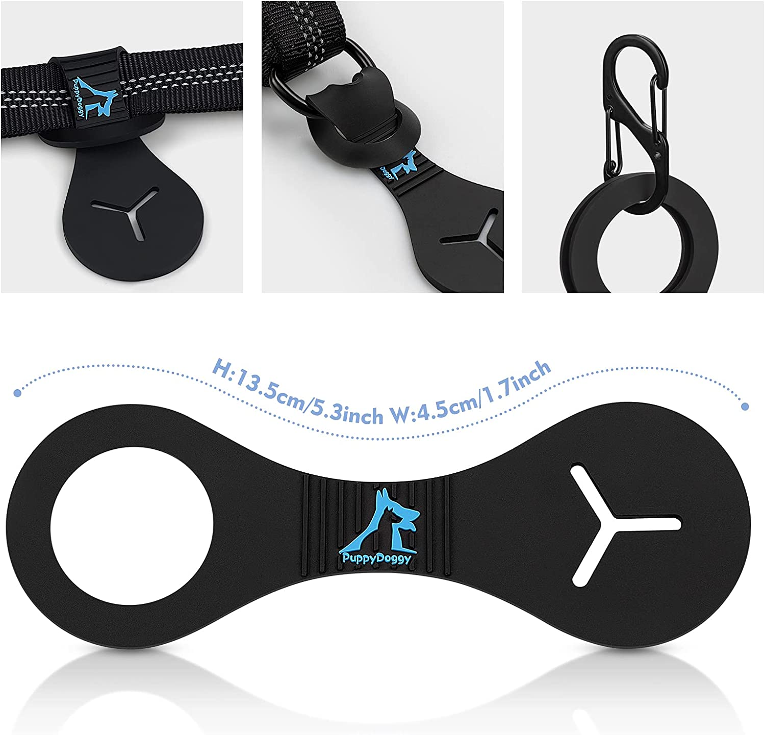 Puppydoggy Waste Bag Carrier Dog Poop Bag Holder Handy and Easy Use Doggy Leash Bag Carrier for Leash Dispenser Accessories (2 Pieces-Black+Purple) image number 3