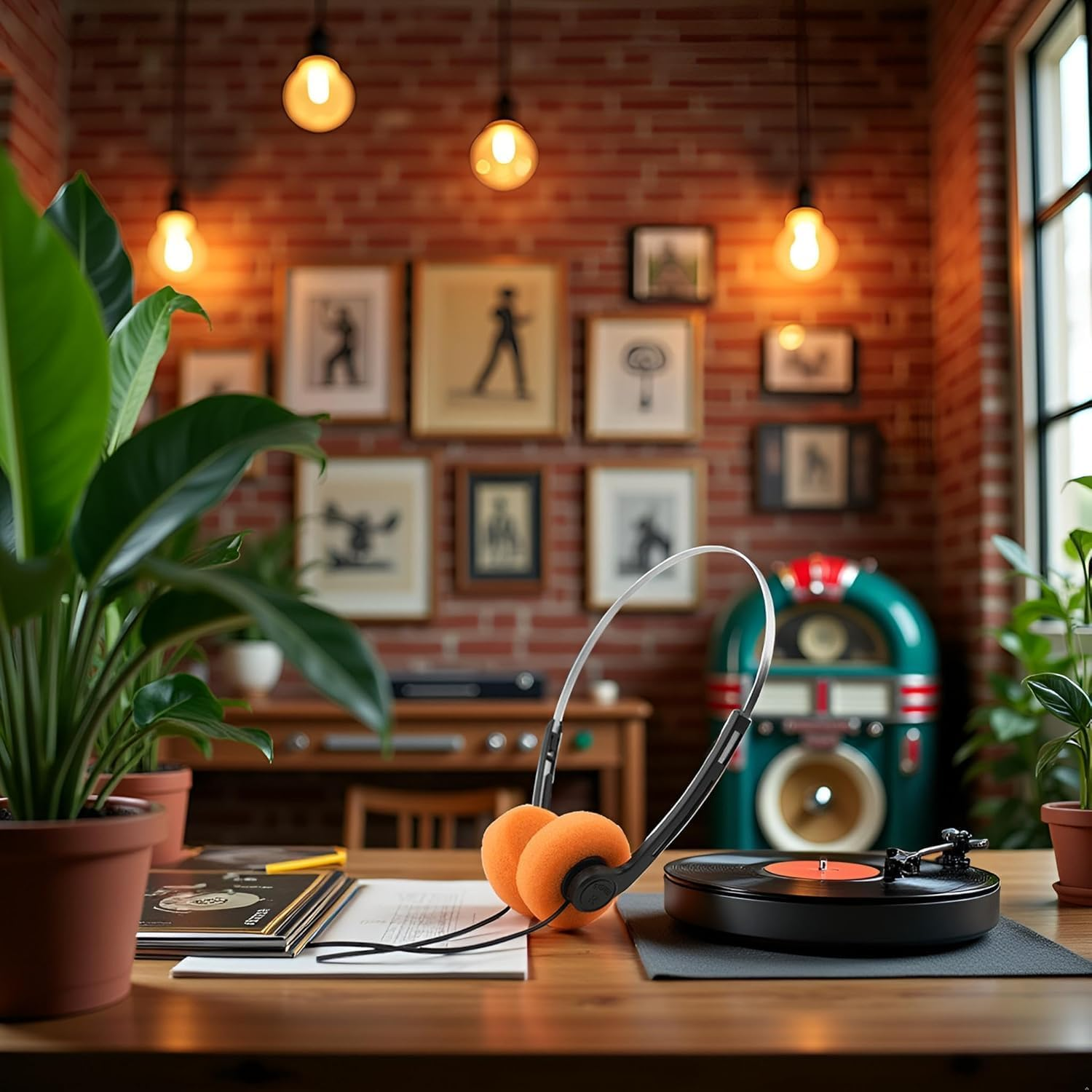 Retro Lightweight Earphones,Over-Ear Headphone,Vintage Feelings Underwire Headphone,Hi-Fi Stereo Earphone Headset,Headphone,For Most Mobile Phones Playback Pevices Headphones (2Pcs Orange) image number 5