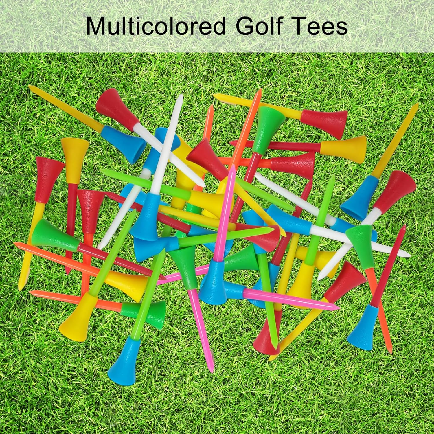Hiziwimi Plastic 83 Mm Golf Tees, Multi-Colored 3 1/4 Inches Golf Tees with Rubber Cushion Tops, Durable Golf Training Accessories, Ideal as Gifts for Golf Beginners and Enthusiasts image number 1