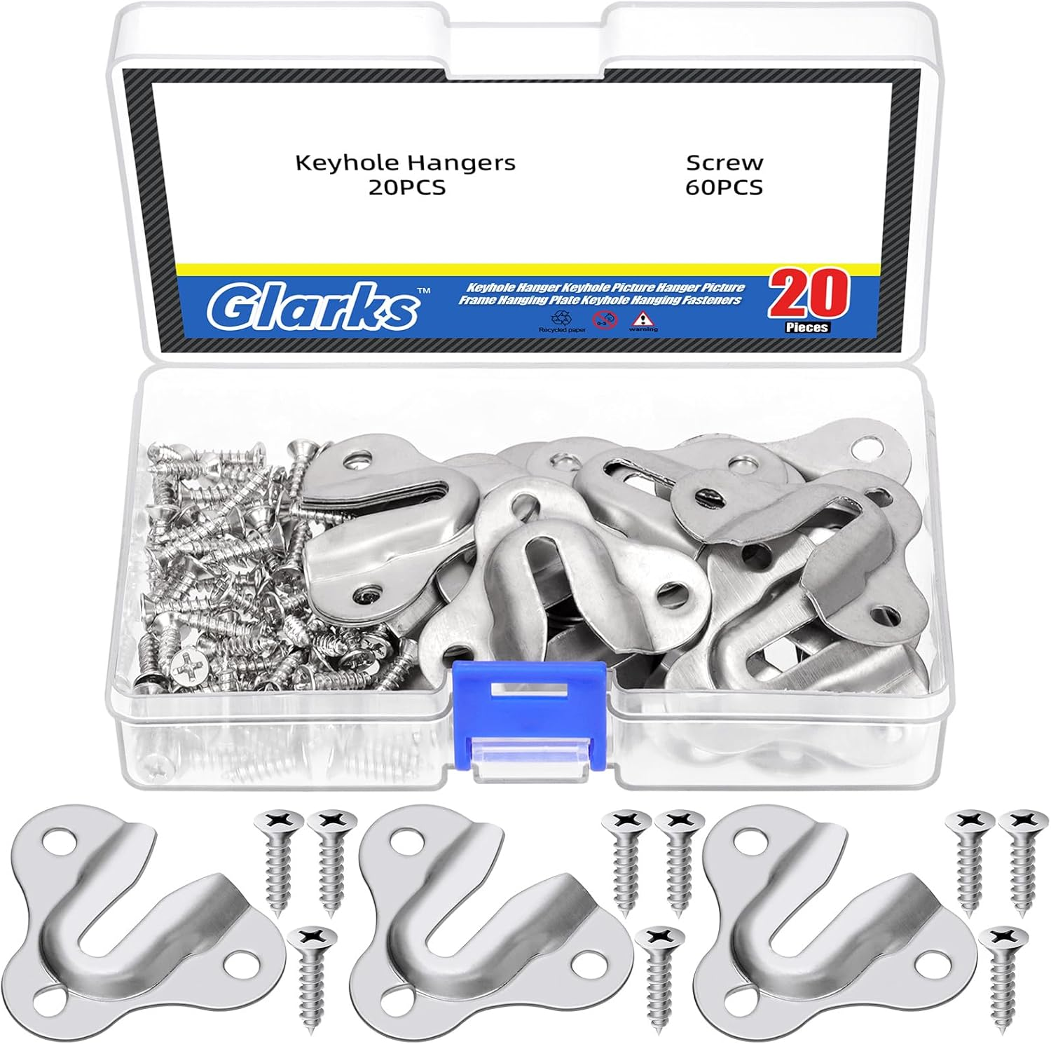 Glarks 80Pcs Butterfly Keyhole Hangers, Black Keyhole Shelf Hanger with Screw, Keyhole Shelf Brackets Hangers, Single Keyhole Hanging Plate for Wall Mounting Coat Rack, Wooden Board, Mug