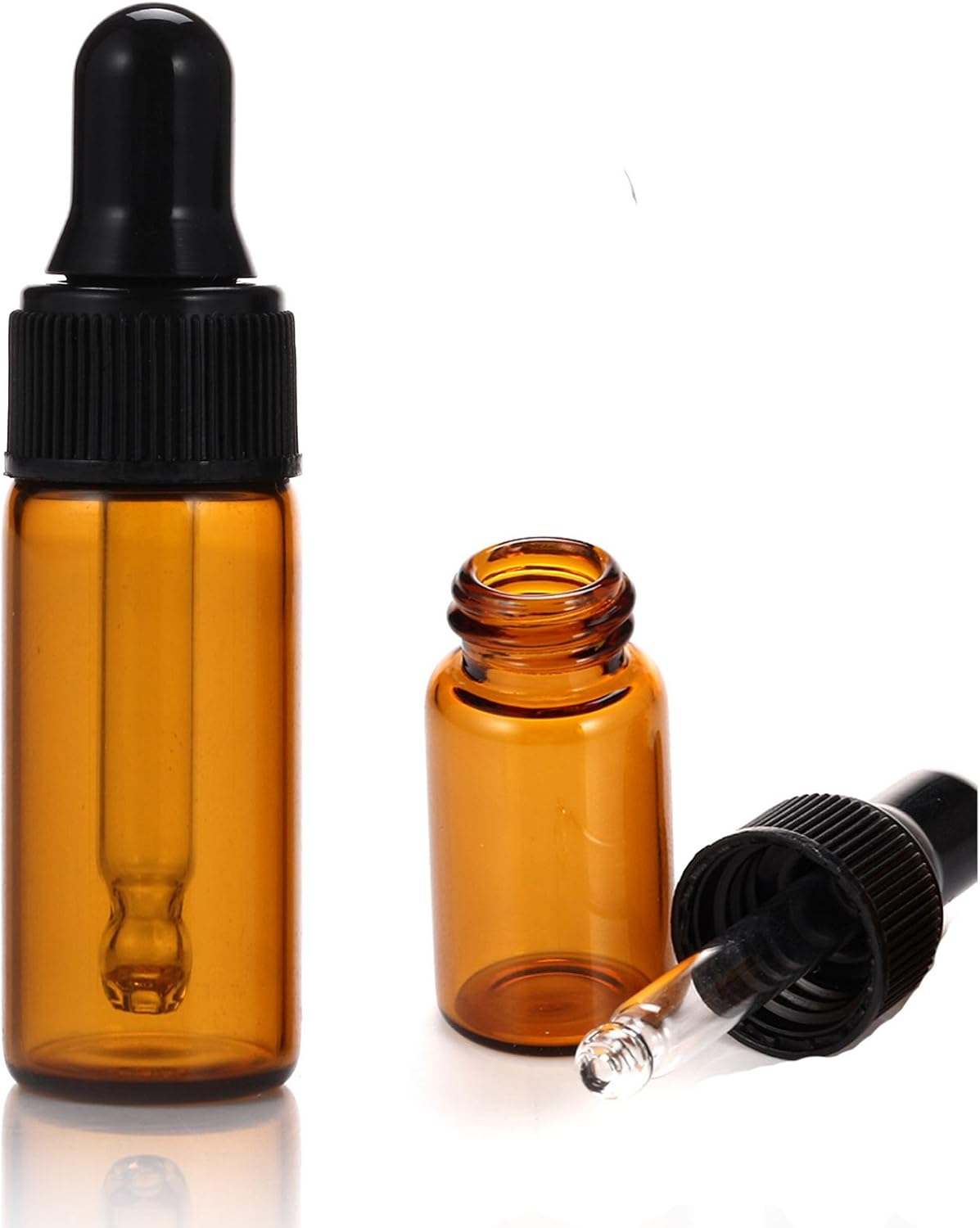 Simple-E 10Pcs 5Ml 1/6Oz Amber Mini Glass Bottle Amber Sample Vial Small Essential Oil Bottle with Glass Eye Dropper + 1Pc Glass Clean Cloth + 1Pc 3Ml Dropper (10) image number 4