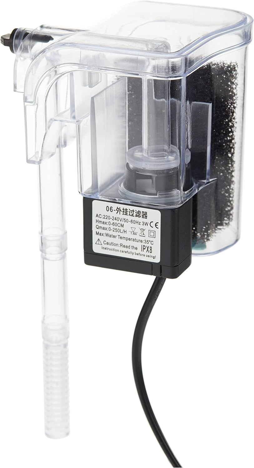Mumoo Bear Aquarium Filter Hang on Waterfall Small Fish Tank Filter Quiet 66GPH 3W Adjustable Fish Tank Filters with Bio-Foam for 2 to 8 Gallons Aquariums image number 2