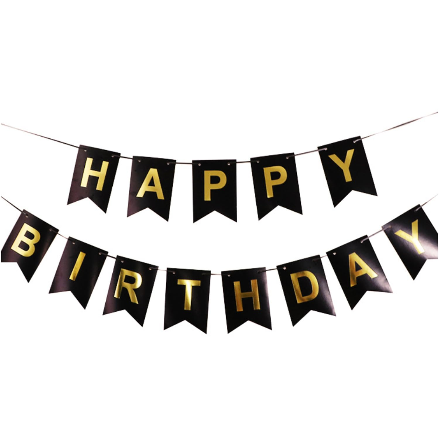 Haobase Happy Birthday Banner Birthday Garland Party Decorations 16Cm&times;20Cm (Black)
