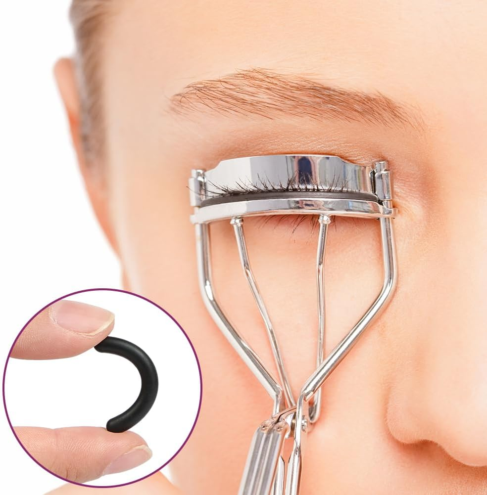 BUTBU 50Pcs Eyelash Curler Refills, Eyelash-Curlers Pads, Silicone Rubber Curlers Replacement Pad, Durable Rubber Strips for Universal Eyelash Curler (Black)