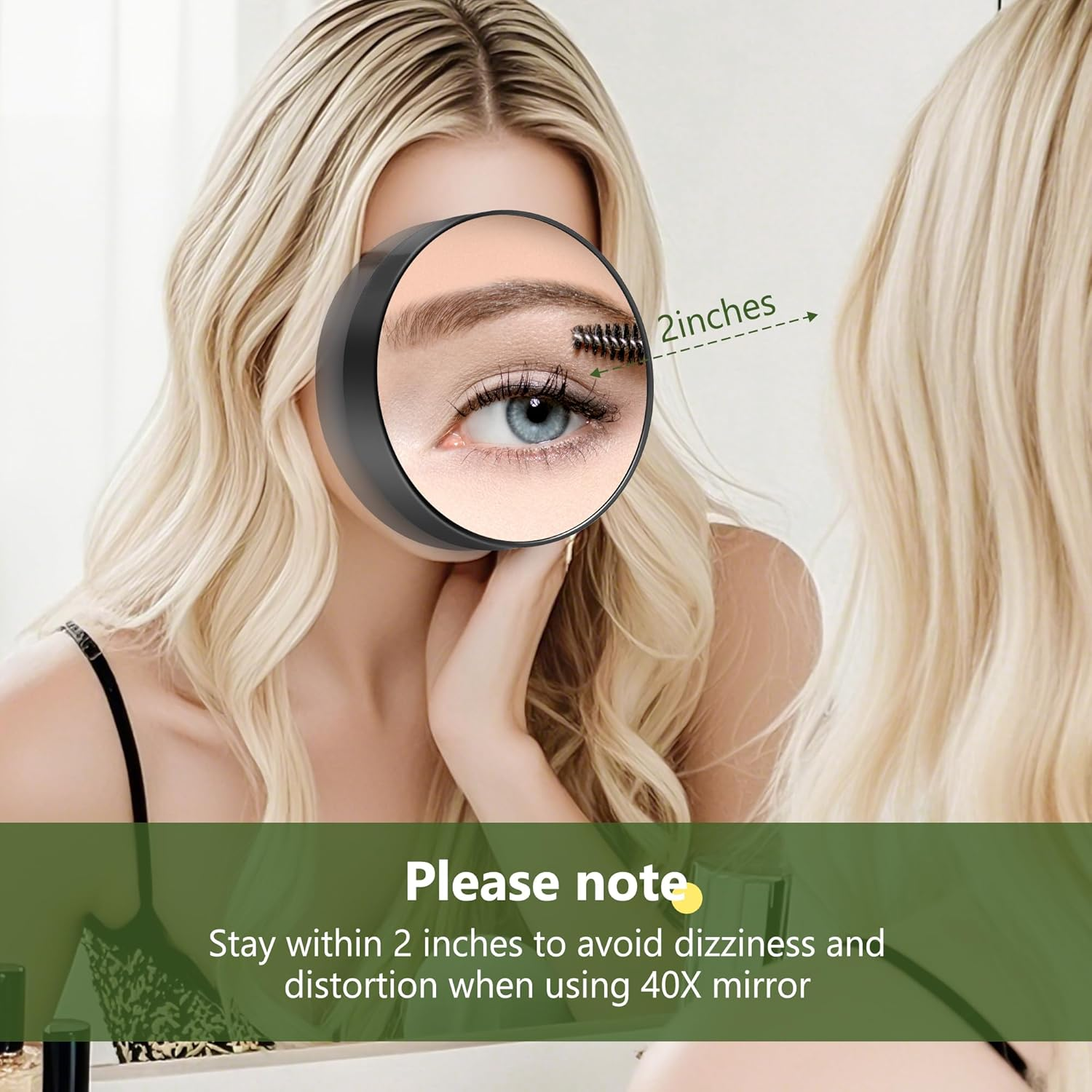 40X Magnifying Mirror, Magnifying Mirror Suction Cup, Travel Makeup Mirrors with Precise Tweezers, Compact Mirrors for the Removal of Female Facial Hair, 3.5 Inches (Black) image number 4