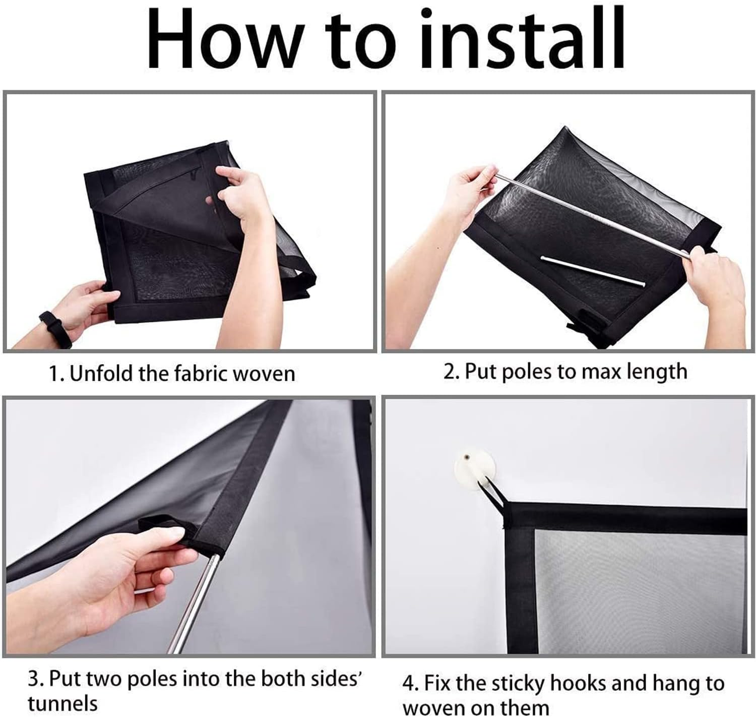 EZONEDEAL Pet Mesh Gate, Portable Folding Mesh Magic Gate for Stairs Wide 70.8"X27.56", Retractable Dog Cat Safe Gate Guard Safety Fence for Hall Doorway Door Stair House Wall Mount, Dog Stairs Gate image number 4