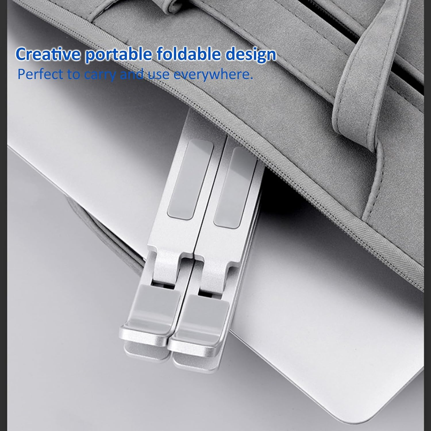 Laptop Stand Kamoon Portable Adjustable Tablet Computer Stand Aluminum Alloy Folding Laptop Stand Compatible Macbook Air Pro, HP More 10-15.6" Laptops & Tablet (Silver-2) image number 5