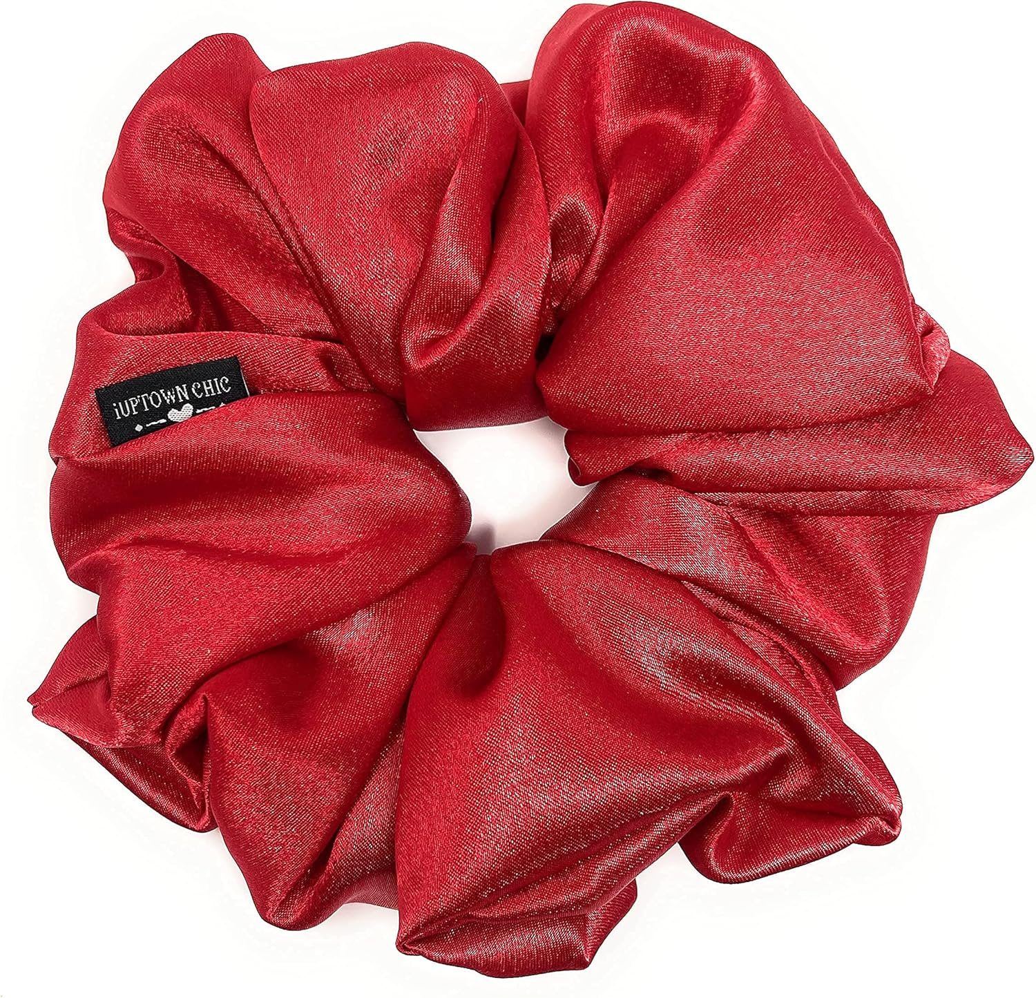 Jumbo Oversized XL Satin Scrunchies for Women Girls, Frizz Prevention, Sleep Hair Holder, Large Elastic Ties Band for Ponytail Bun, Hair Ties for Breakage Prevention (Red) image number 6