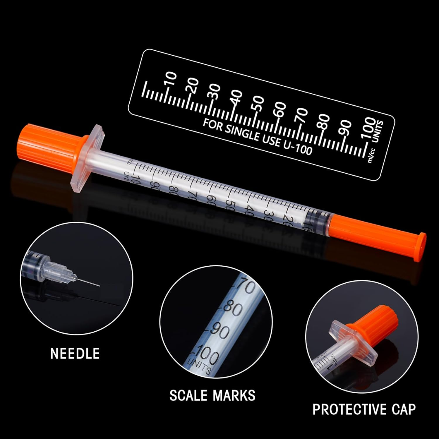 1Ml 31G Syringe with 1/4 Inch 6Mm, Lab Syringes Tools Individually Wrapped, Pack of 20 image number 3