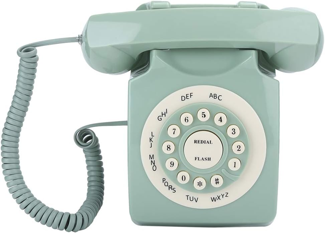 European Telephone, Light Green Pastoral Style 80S Classic Retro Antique Vintage Landline Phone for Home/Hotel/Office image number 6