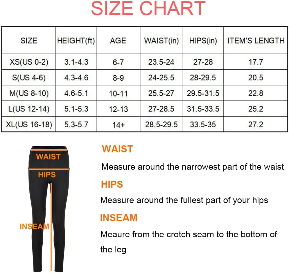 Geego Girls Horse Riding Pants, Kids Equestrian Breeches Knee Patch, Youth Schooling Tights with Side Pockets Belt Loops