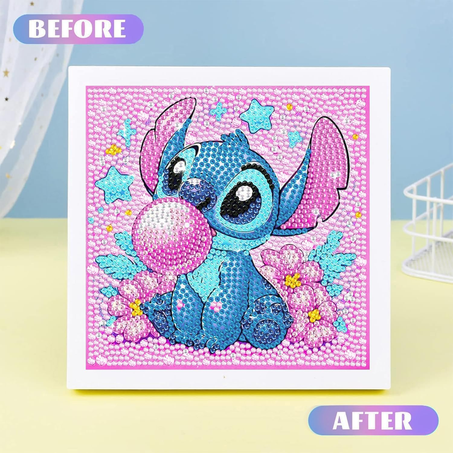 Cdsnxore Diamond Art Kits Adults with Wooden Frame Easy - Stitch Diamond Painting Kits,Mini Diamond Art Painting for Home Wall Decor(7X7 Inch) (Blue) - 305 image number 2