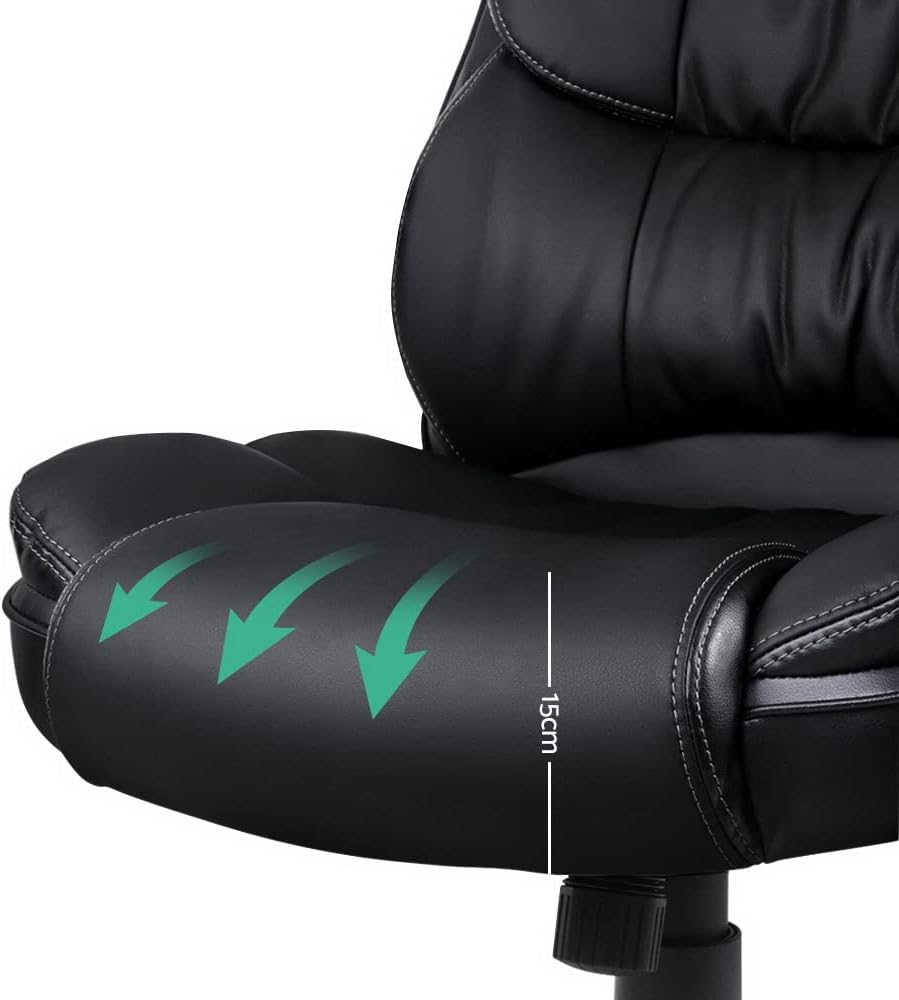 Artiss Massage Office Chair, PU Leather 8 Point Ergonomic Gaming Computer Desk Recliner Chairs Armchair for Room Executive Home, Adjustable Height 360&deg; Rotation Black image number 3