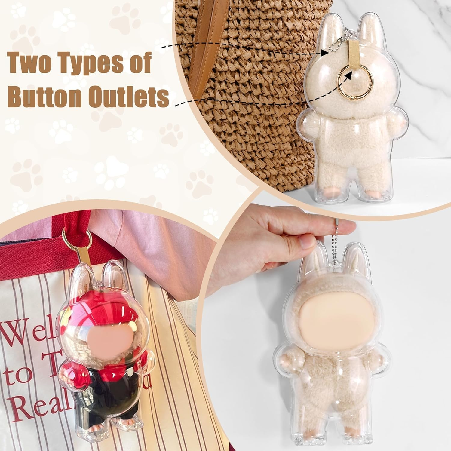 Clear Acrylic Protective Display Case for Standing Plush Figures &ndash; Dustproof Collectible Box with Hanging Chain, Scratch-Resistant, Perfect for Designer Toy Figures and Travel Display, Doll Cover image number 2